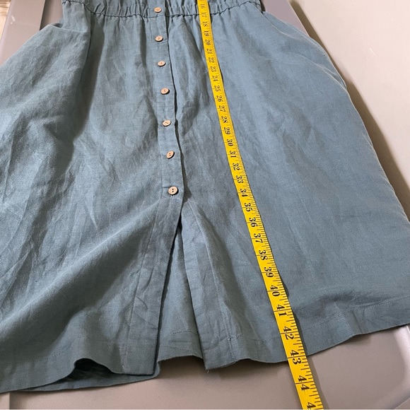 Grae Cove Women’s Small Linen Blend Woven Midi Dress Button Down Peasant Prairie - Picture 12 of 13